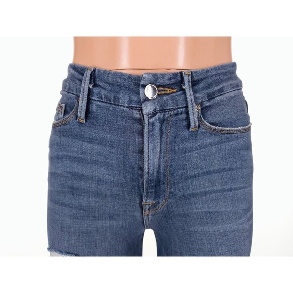 Good American Good Waist High Waist Ripped Skinny Jeans Size 25 0 XS Blue - Picture 3 of 10